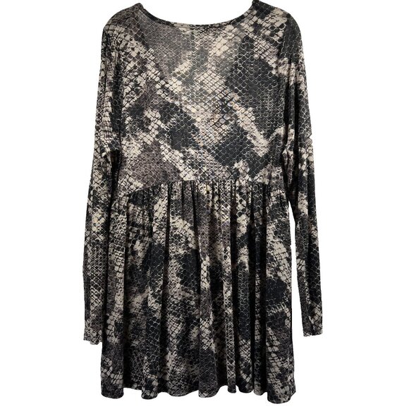 Torrid Women's Topo Size 1X Snake Skin Mesh Babydoll Long Sleeve Stretch Brown - Picture 3 of 7